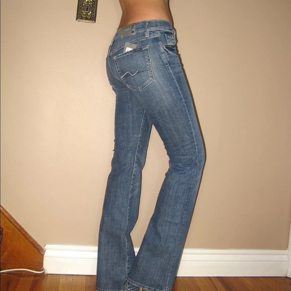 🆕 7 For All Mankind Bootcut Light wash Distressed Y2K Vintage Low Rise - Picture 2 of 8
